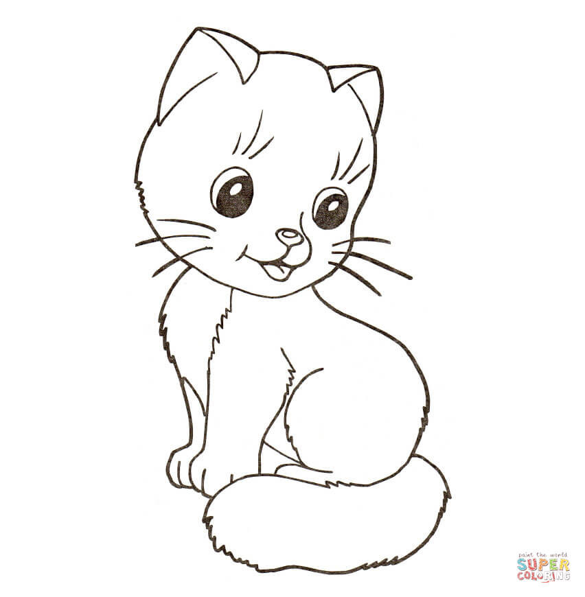 Baby Kittens Coloring Pages
 Cute Little Kitten coloring page