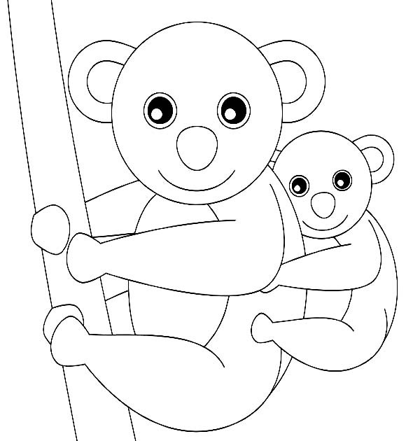 Baby Koala Coloring Pages
 Koala Bear and Her Baby Coloring Page