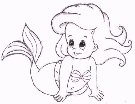 Baby Mermaid Coloring Pages
 Baby Mermaid Drawing at GetDrawings