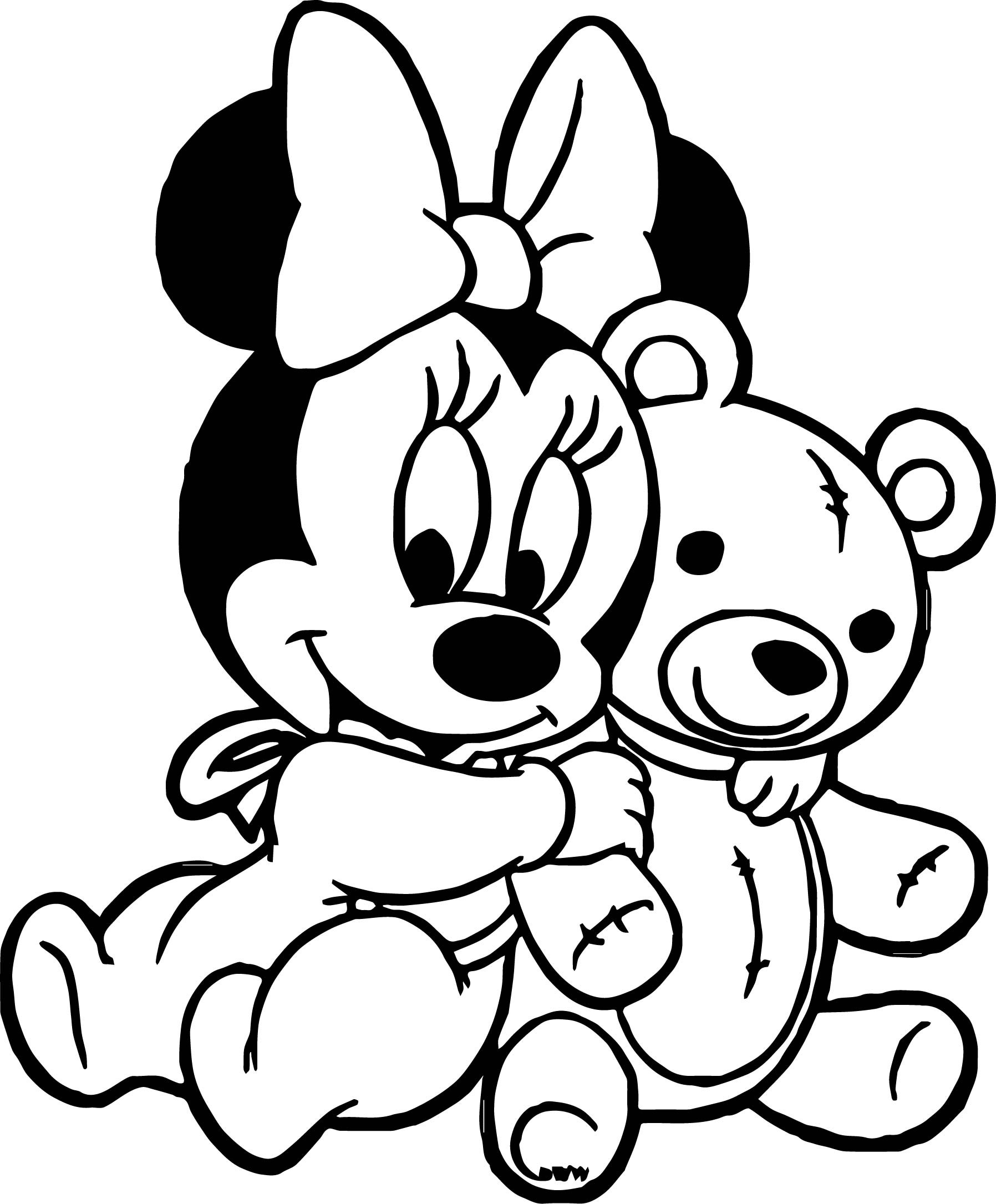 Baby Minnie Coloring Pages
 Baby Mickey Minnie Playing Bear Toy Coloring Page