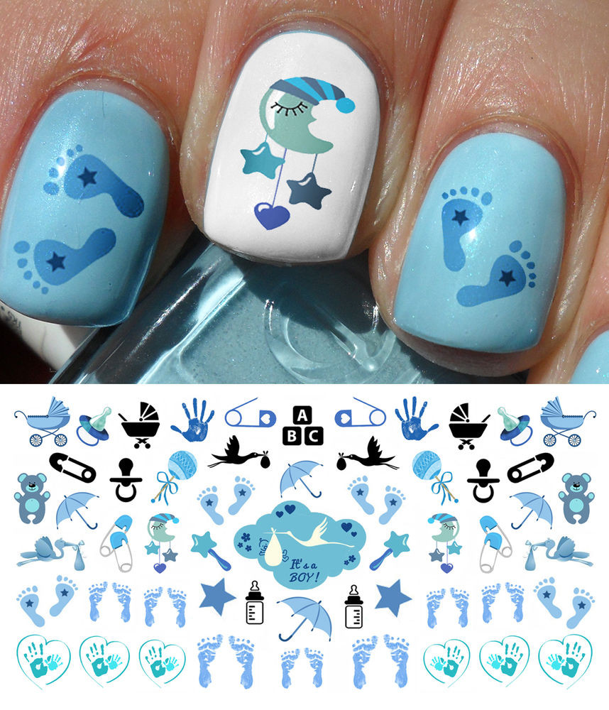 Baby Nail Designs
 "Its a Boy " Nail Art Decals Footprints Strollers & More
