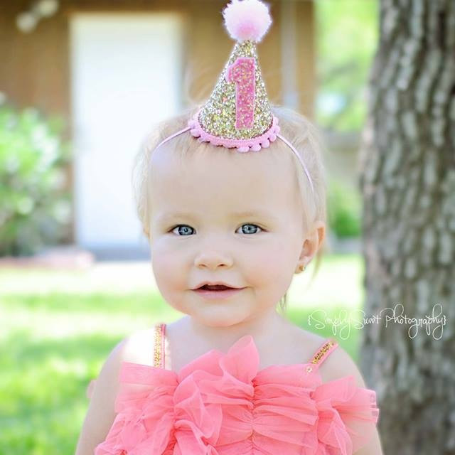 Baby Party Hat
 Mini Glittery 1st Birthday Girl Party Hat Girl Birthday