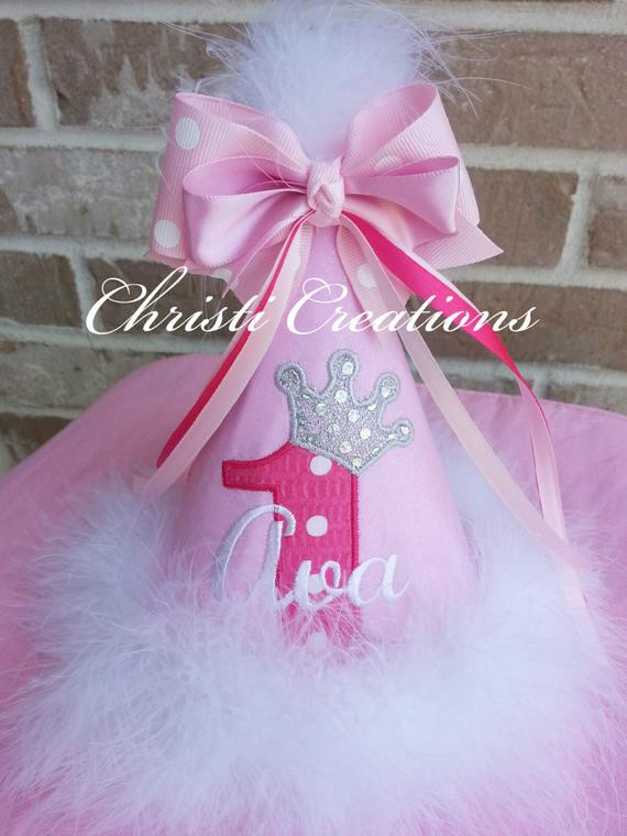 Baby Party Hat
 Baby Girl 1st Birthday Party Hat Made To by ChristiCreations