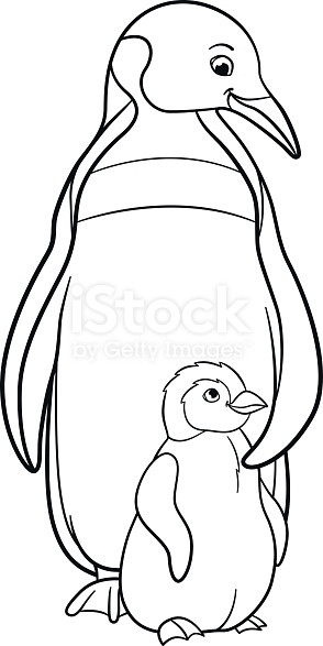 Baby Penguin Coloring Pages
 Coloring Pages Mother Penguin With Her Cute Baby Stock