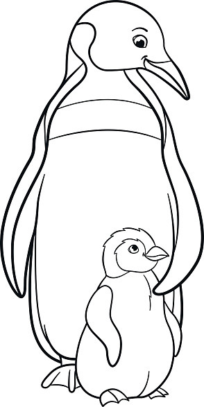 Baby Penguin Coloring Pages
 Coloring Pages Mother Penguin With Her Cute Baby Stock