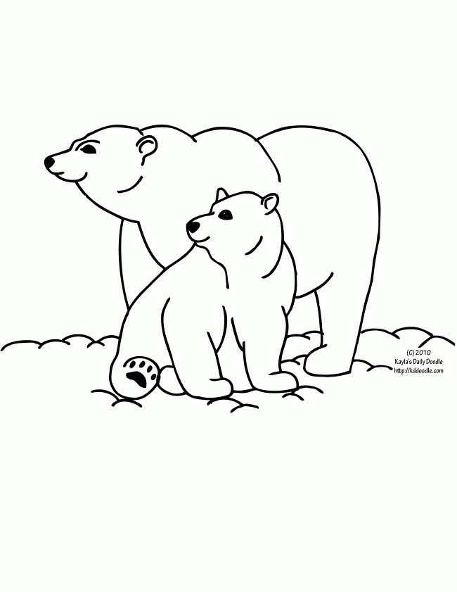 Baby Polar Bear Coloring Pages
 Polar Bear Mom and Baby – K D Doodle