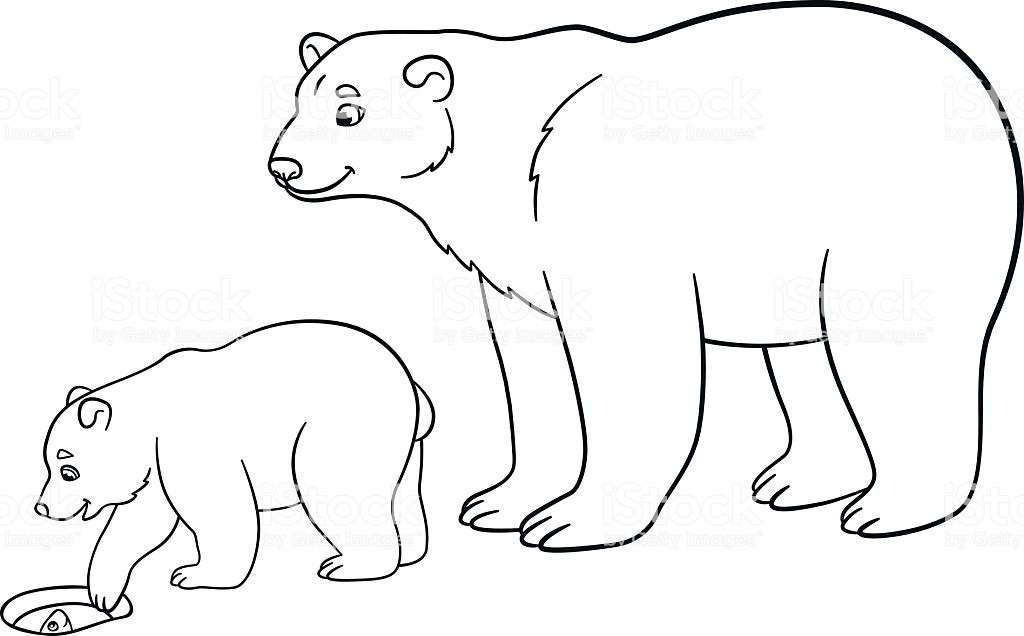 Baby Polar Bear Coloring Pages
 Coloring Pages Mother Polar Bear With Her Baby Stock