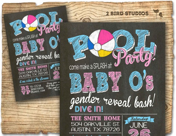 Baby Pool Party
 pool party gender reveal invitation pool party baby shower