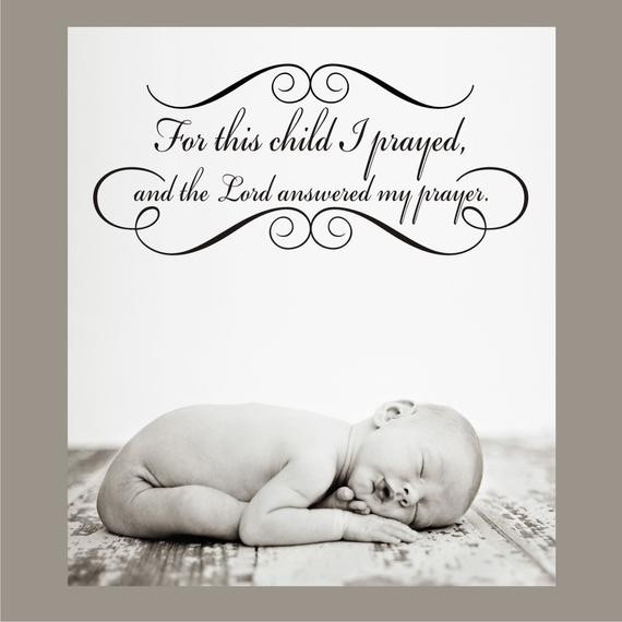 Baby Quotes Images
 Items similar to FOR THIS CHILD quote frame decal