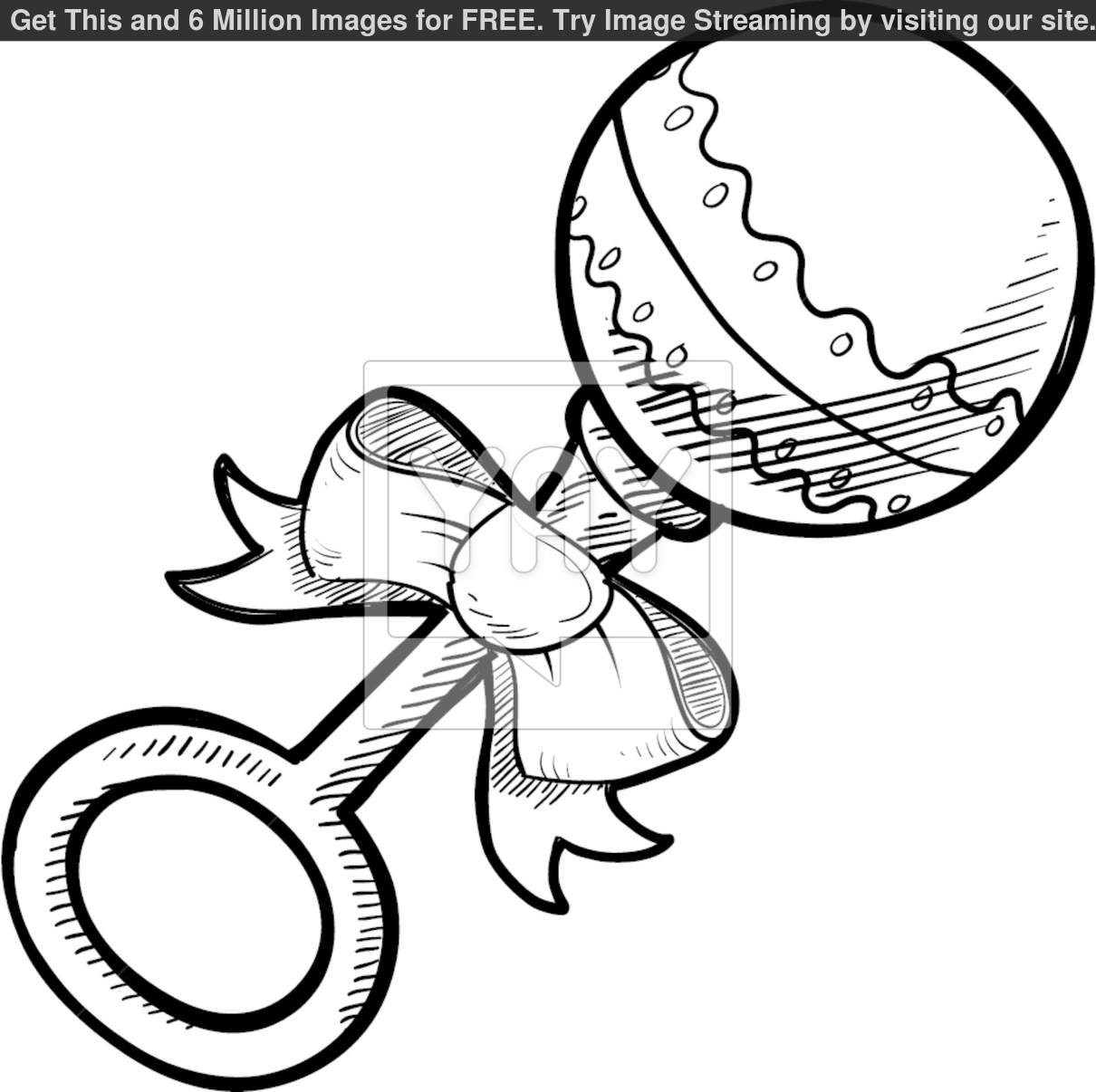Baby Rattle Coloring Page
 Baby Bottle Clipart Black And White