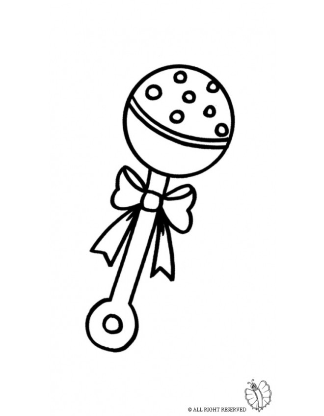Baby Rattle Coloring Page
 Baby Rattle Clip Art Black And White Sketch Coloring Page