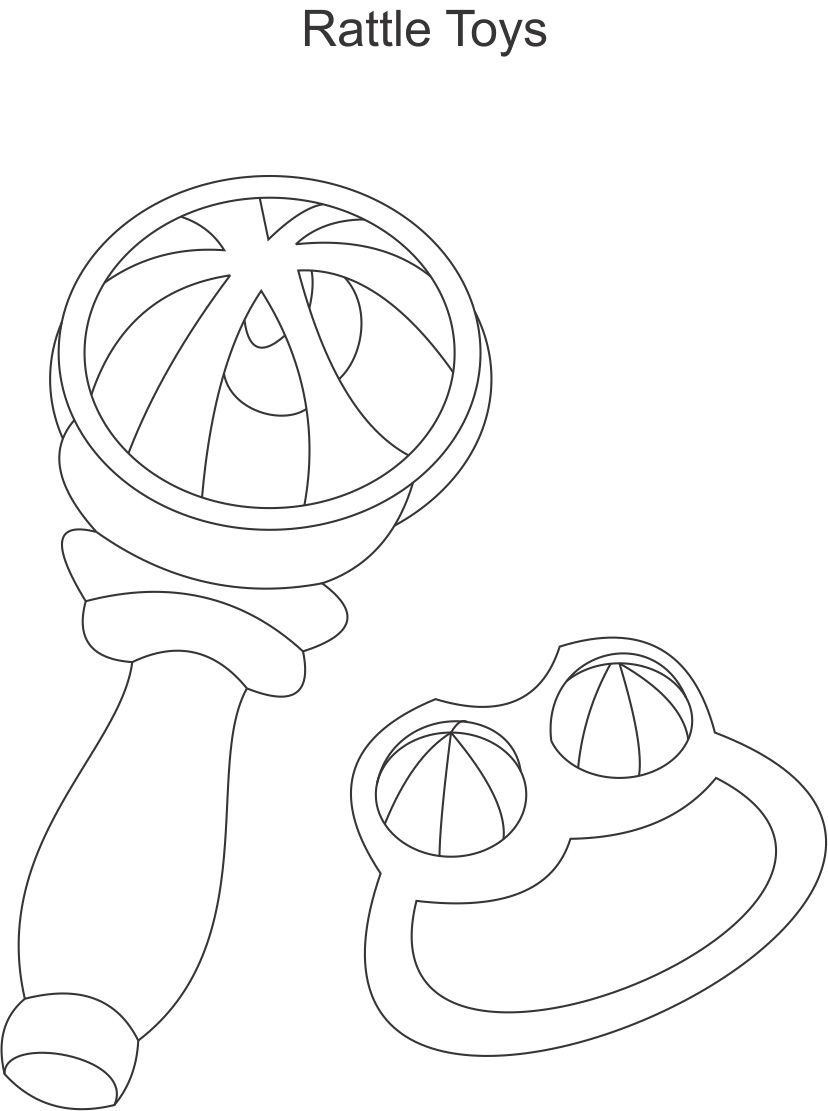 Baby Rattle Coloring Page
 Baby Rattle Clip Art Black And White Sketch Coloring Page