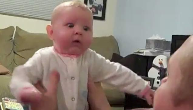 Baby Scared By Party Blower
 Baby Is Scared By Vacuum Video