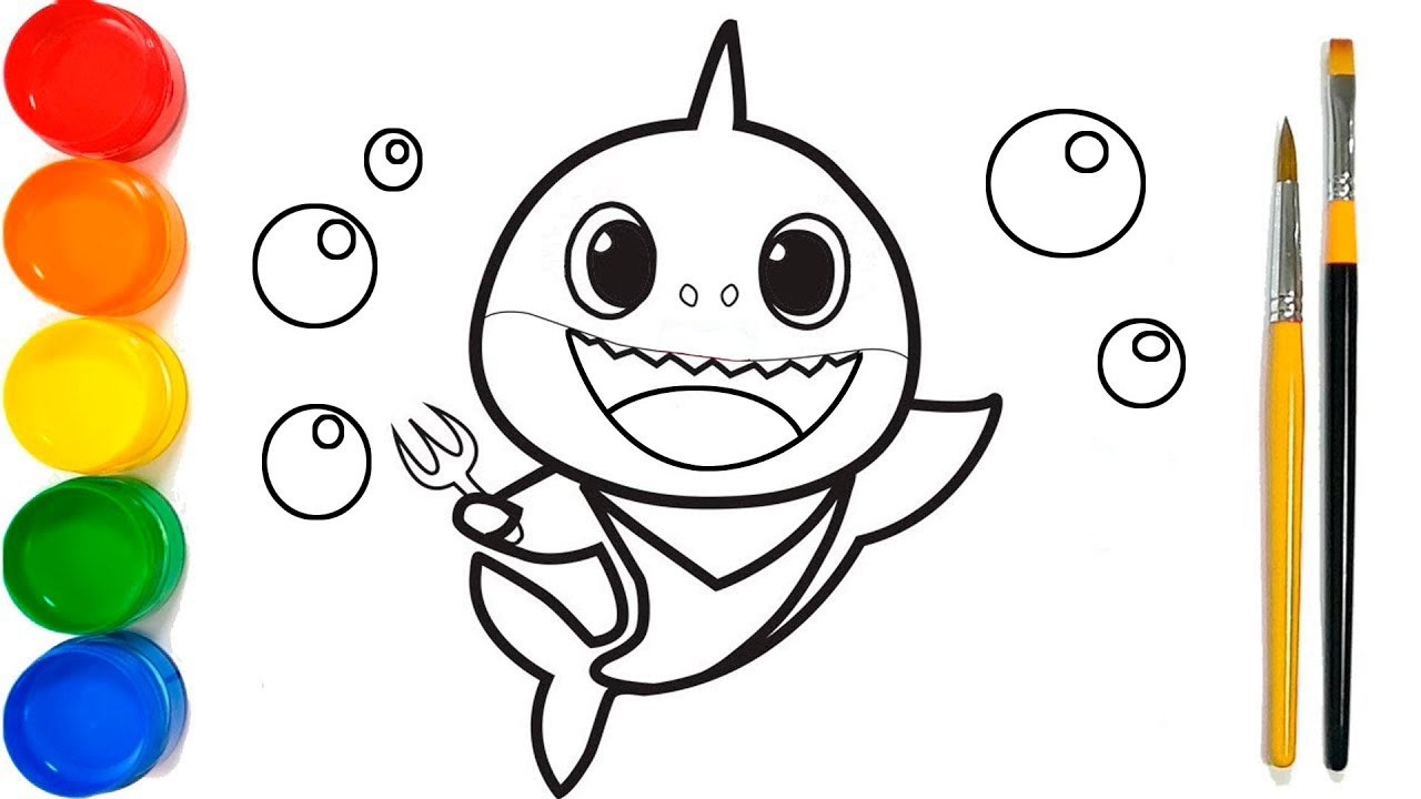 Baby Shark Coloring Book
 Glitter Baby Shark coloring and drawing for Kids Toddlers