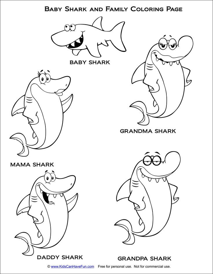 Baby Shark Coloring Book
 Baby Shark and family coloring page babyshark sharks