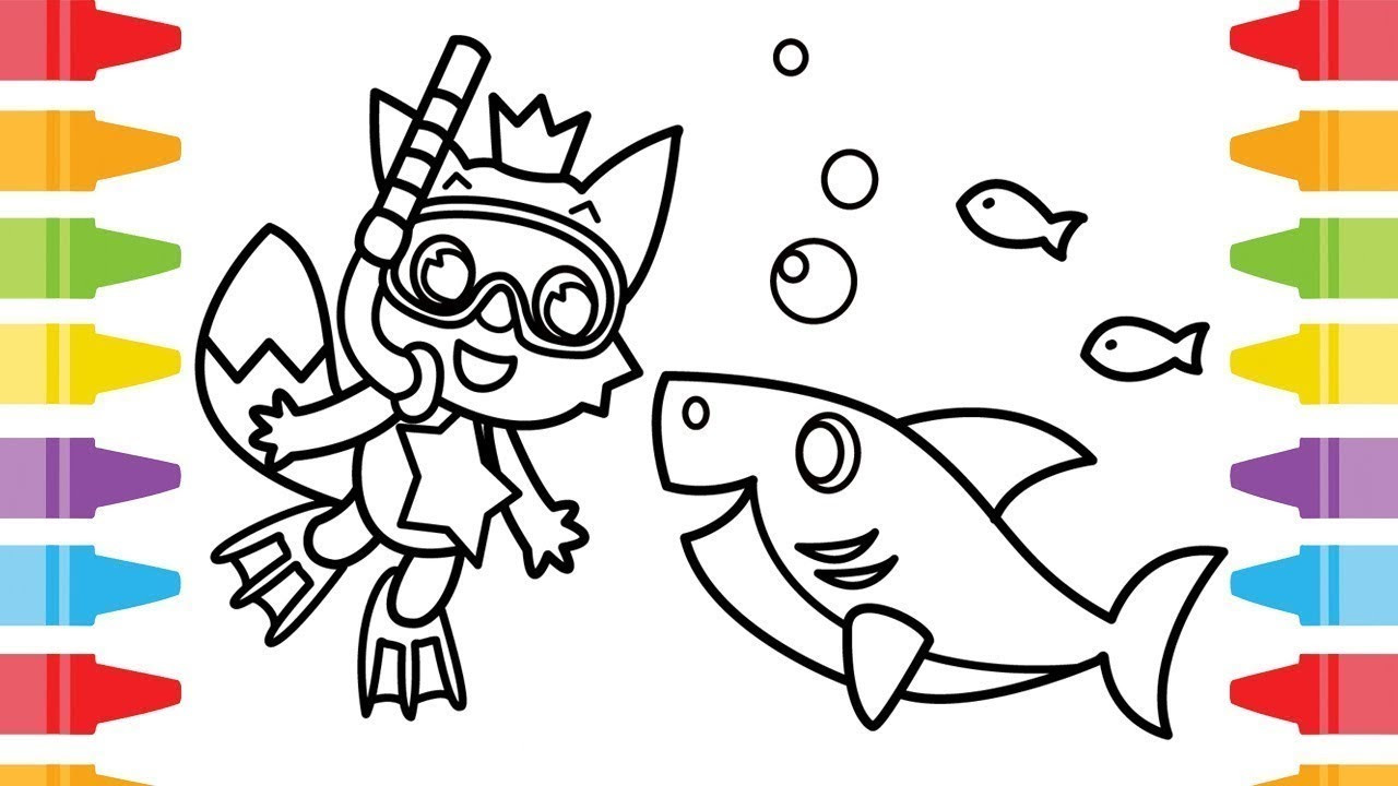 Baby Shark Coloring
 How to Draw Baby Shark & Pinkfong Easy Coloring Pages for