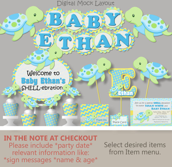 Baby Shower And Birthday Party Together Invitations
 Sea Turtle Baby Shower Decorations Boy Turtle Birthday