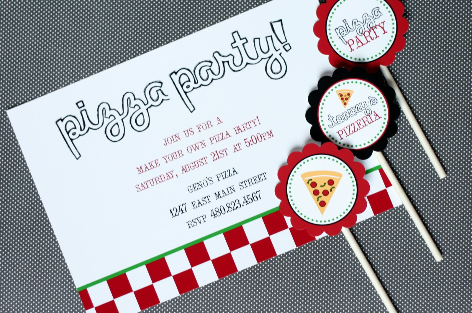 Baby Shower And Birthday Party Together Invitations
 The TomKat Studio Press New Pizza Party Designs on CBS5