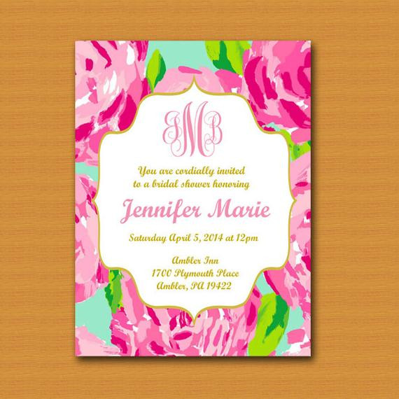 Baby Shower And Birthday Party Together Invitations
 Lilly Pulitzer Inspired Invitation Monogrammed