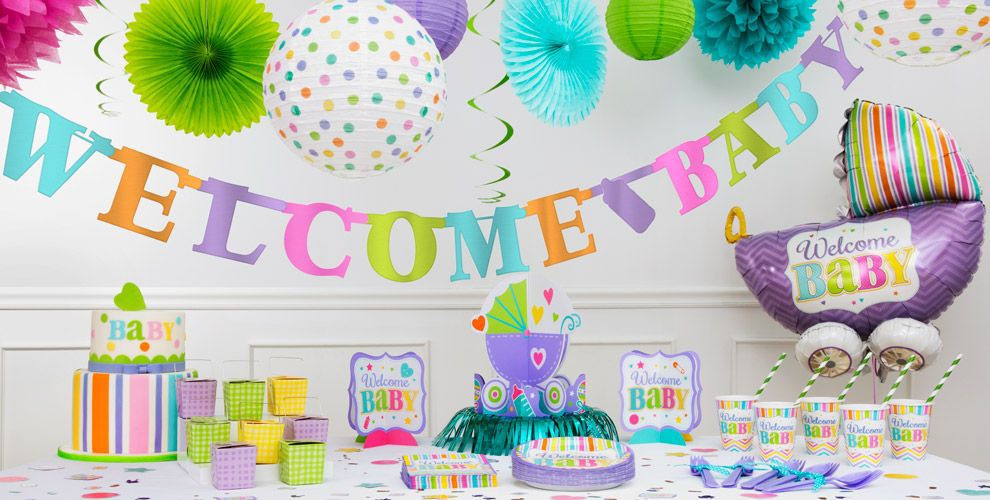 Baby Shower Banners Party City
 Bright Wel e Baby Shower Decorations Party City