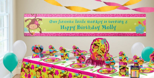 Baby Shower Banners Party City
 Custom Monkey Love Birthday Banners Party City