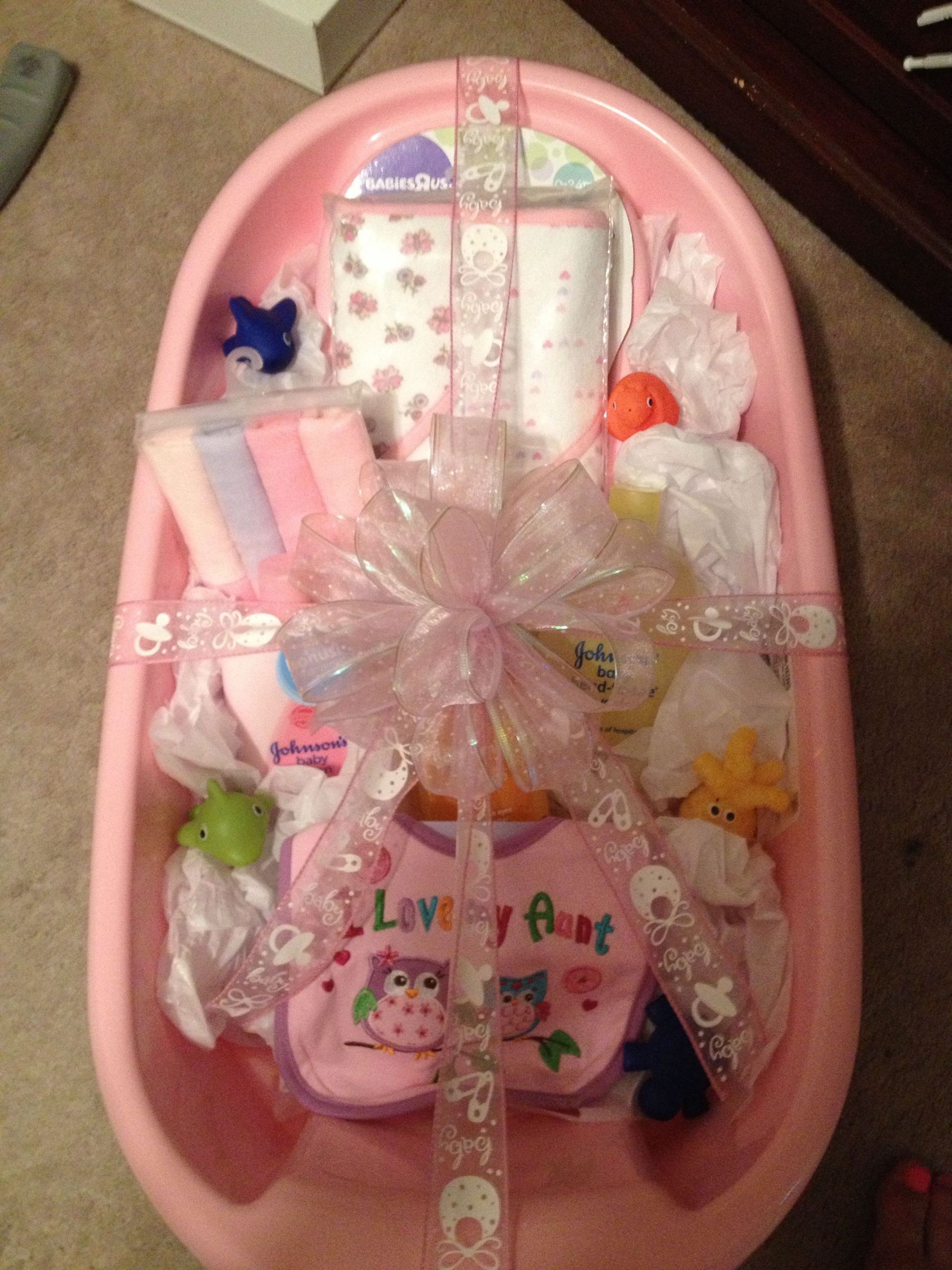 Baby Shower Bathtub Gift Ideas
 Baby bath tub t idea Made this for my sister for her