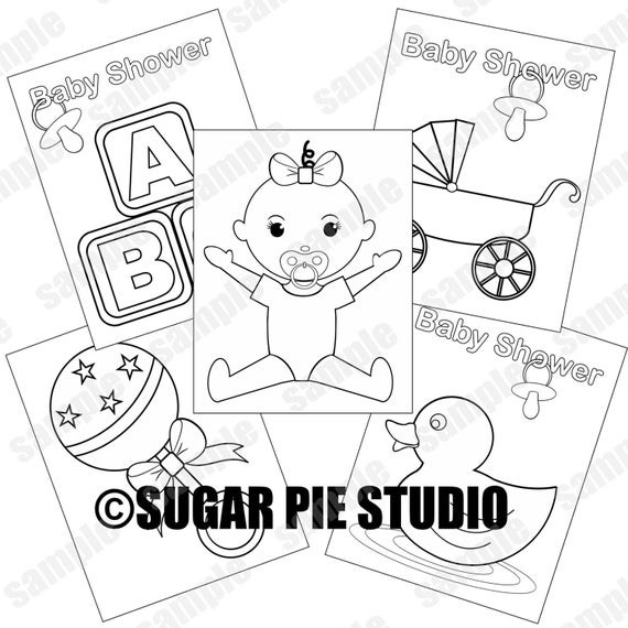 Baby Shower Coloring Book
 Baby shower coloring pages baby girl party favor kids table