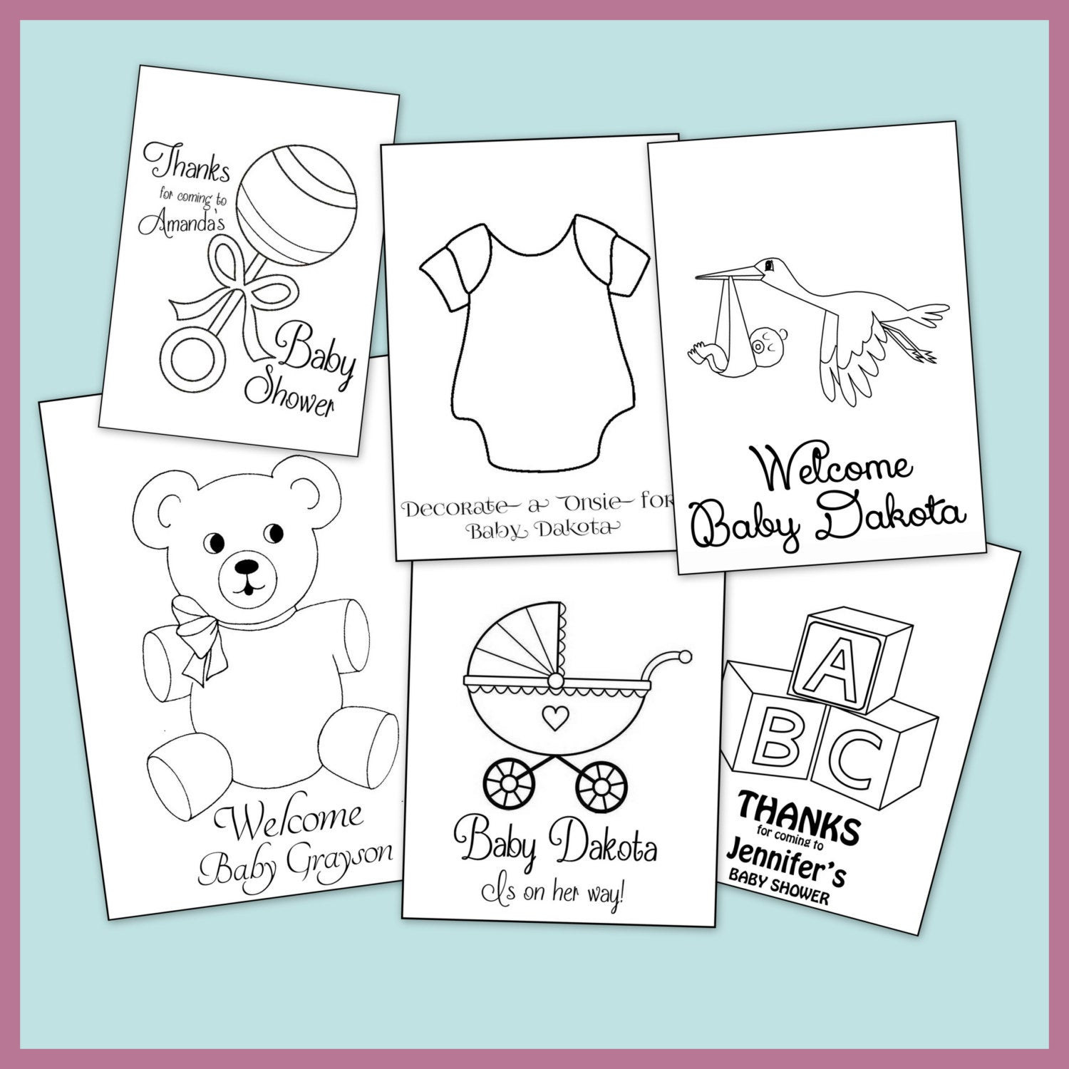 Baby Shower Coloring Book
 Baby Shower Personalized Coloring Book Printable PDF Emailed