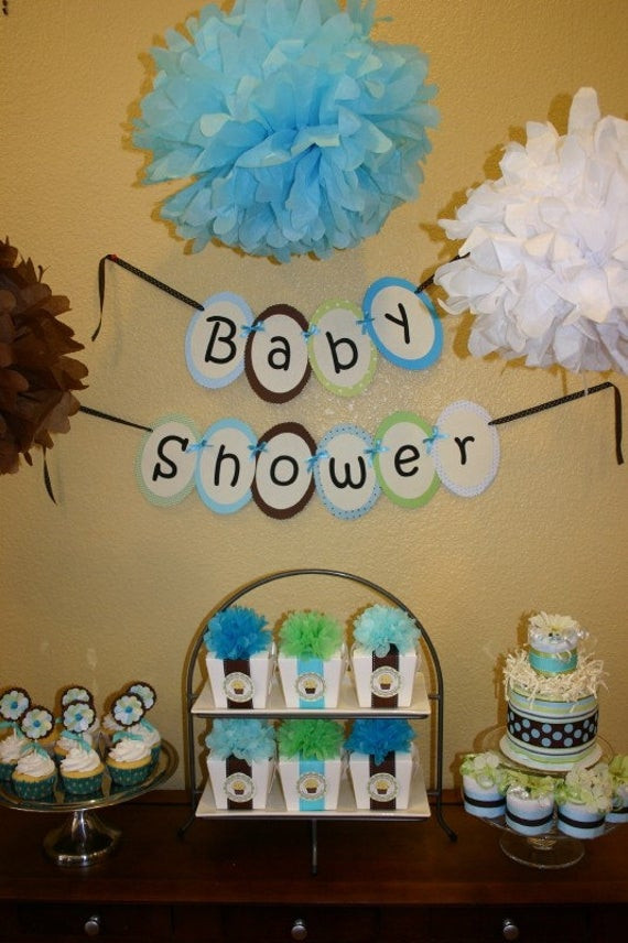 Baby Shower Decor Ideas For Boys
 Baby Boy Shower Party Decoration Package by sdoodlesbakeshop