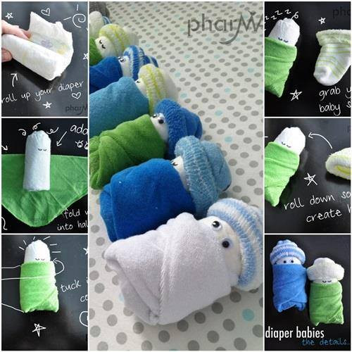 Baby Shower Diaper Crafts
 DIY Adorable Diaper Babies