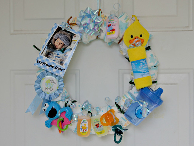 Baby Shower Diaper Crafts
 Make a Diaper Wreath for a Baby Shower Dollar Store Crafts