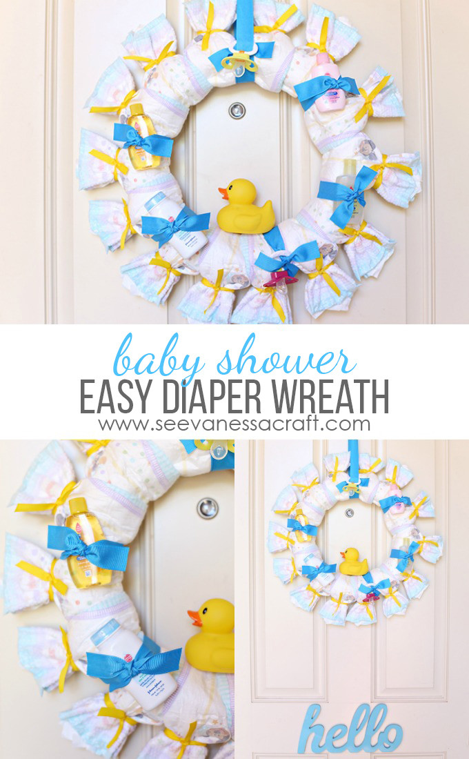 Baby Shower Diaper Crafts
 Craft Baby Shower Diaper Wreath See Vanessa Craft