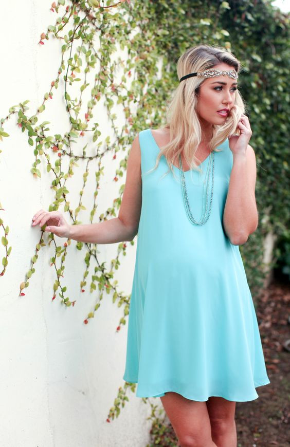 Baby Shower Fashion
 Picture simple aqua baby shower dress for a mom