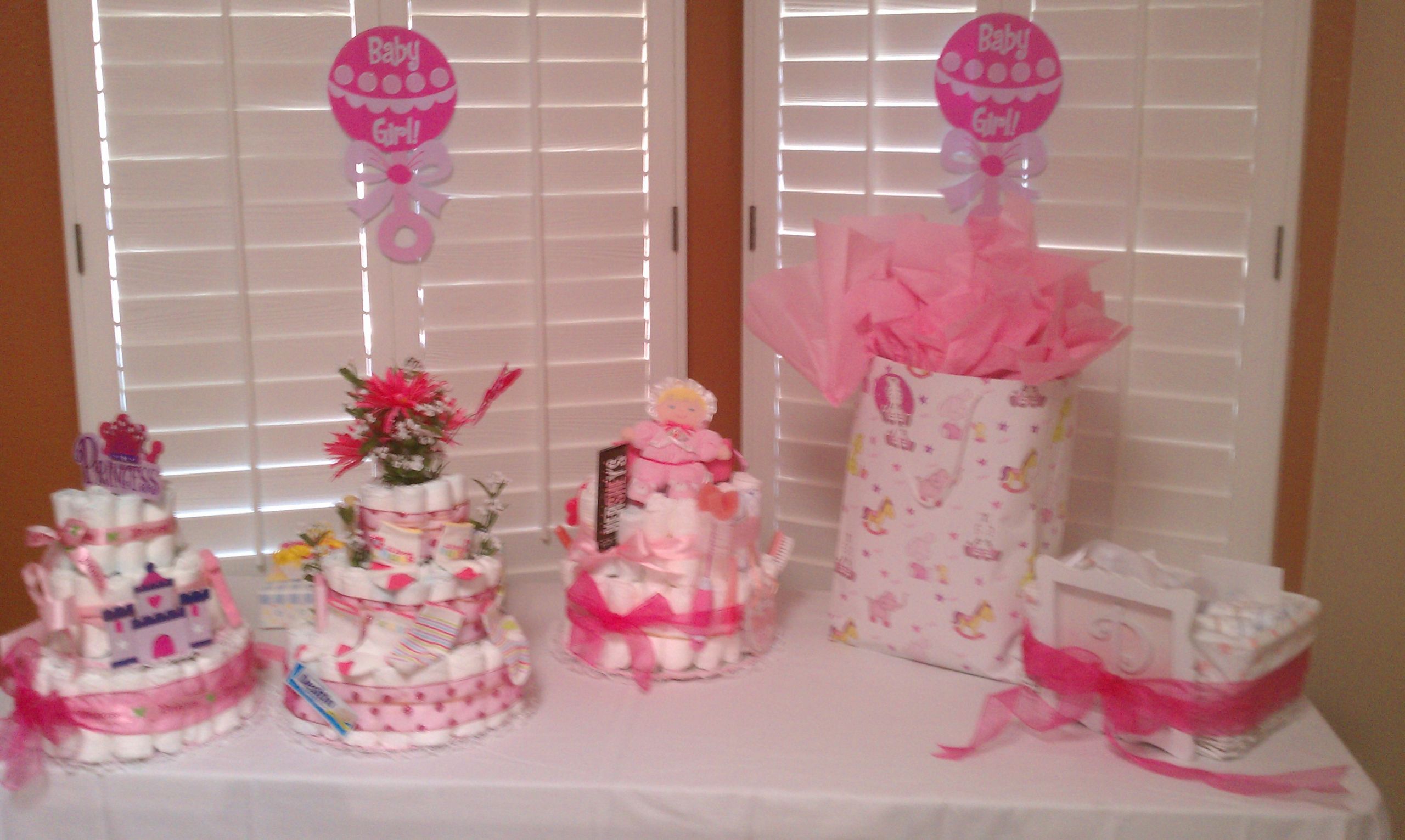 Baby Shower Gift Table Decoration
 Tables Chairs Pink Linens Baby Shower