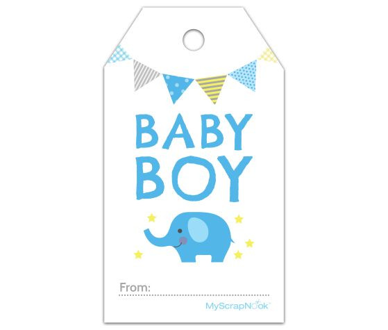 Baby Shower Gift Tag Template
 Download this Boy Baby Blue Elephant Gift Tag and other