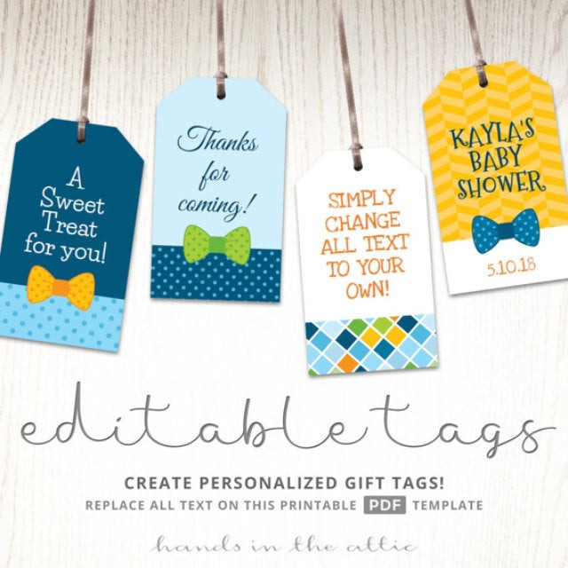 Baby Shower Gift Tags Template
 Printable Stationery Weddings Parties by HandsInTheAttic
