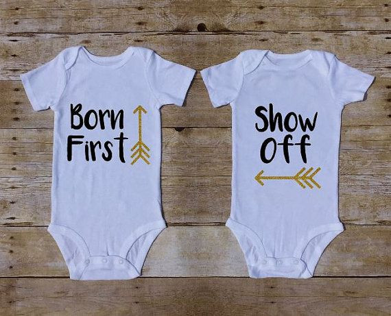 Baby Shower Gifts For Twin Boys
 Twin baby Gift Twin Baby Bodysuits Born First Show f