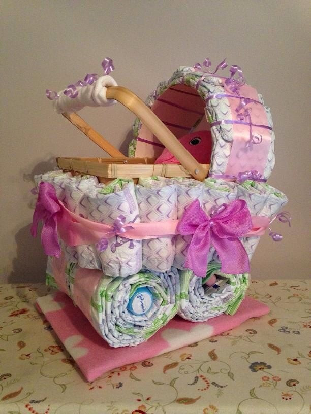 Baby Shower Gifts Made From Diapers
 Diaper Carriage And Diaper Cake Unique Baby Shower Gifts