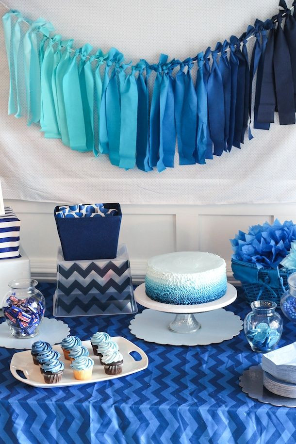 Baby Shower Ideas For Boys Decorations
 Blue Ombre Birthday Party DIY Details by HouseofRoseBlog