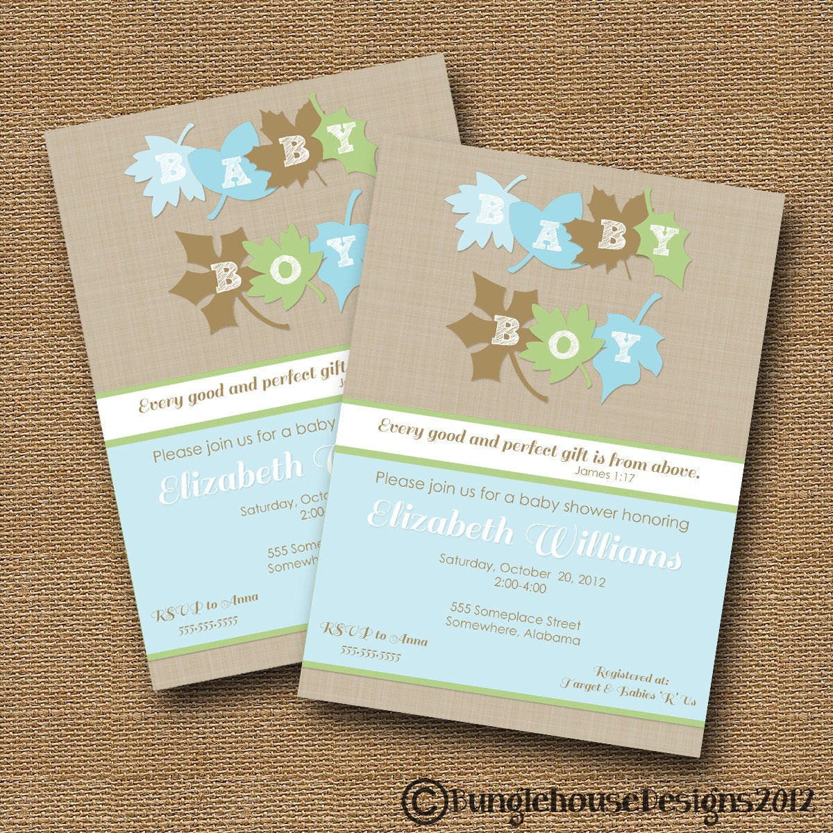 Baby Shower Invitations DIY
 Fall Leaves Baby Shower Invitation DIY by bunglehousedesigns