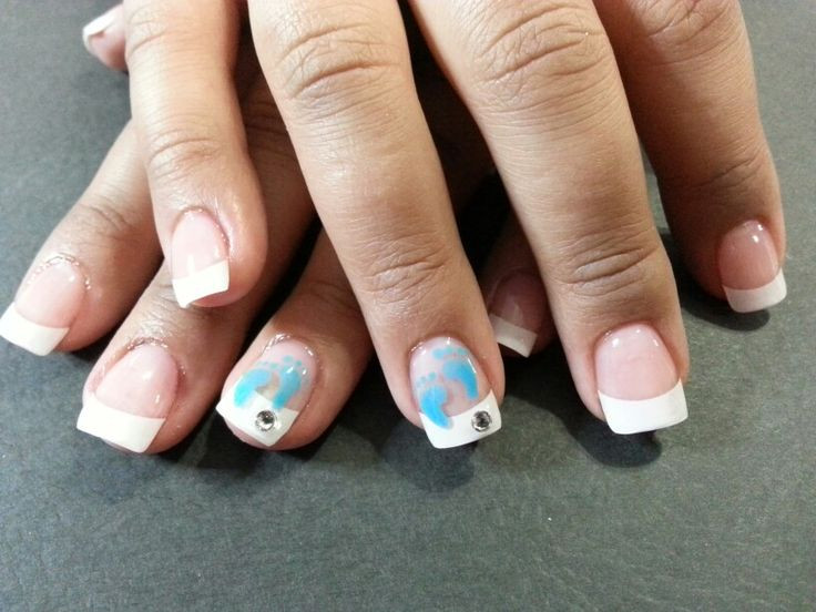 Baby Shower Nail Ideas
 French tip Nails baby shower for boy