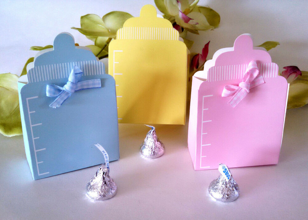 Baby Shower Party Favor Boxes
 10 Baby Shower Candy Favor Boxes Yellow blue pink Bottle