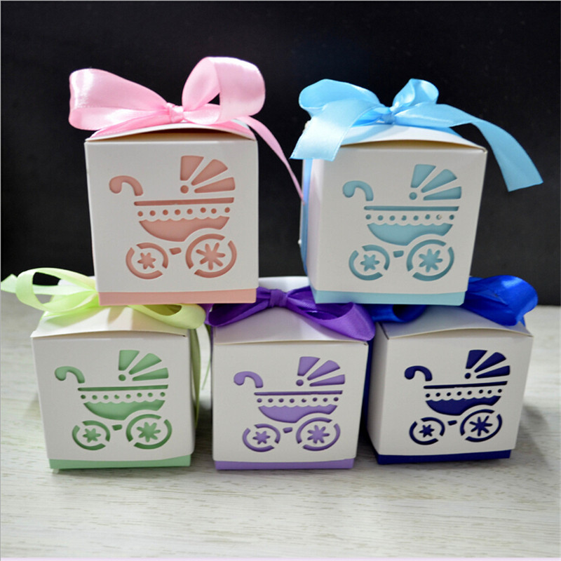 Baby Shower Party Favor Boxes
 50pcs Baby Carriage Birthday Party Decorations Kids