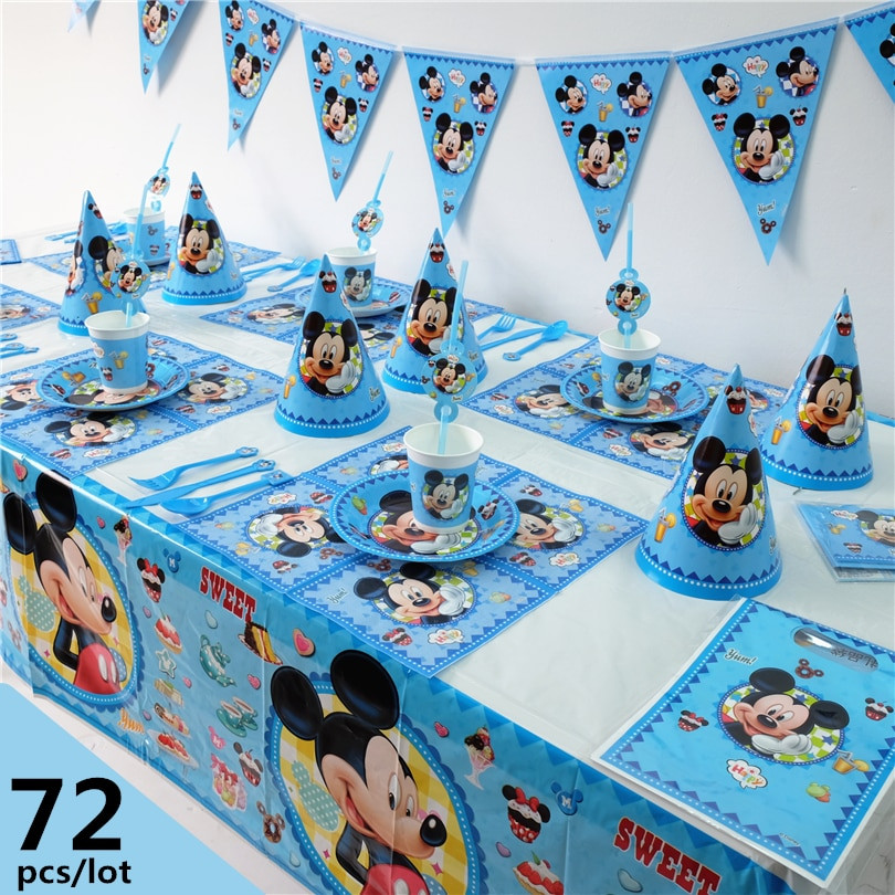 Baby Shower Party Pack
 72pcs Luxury Disney Mickey Mouse Theme baby shower Kids