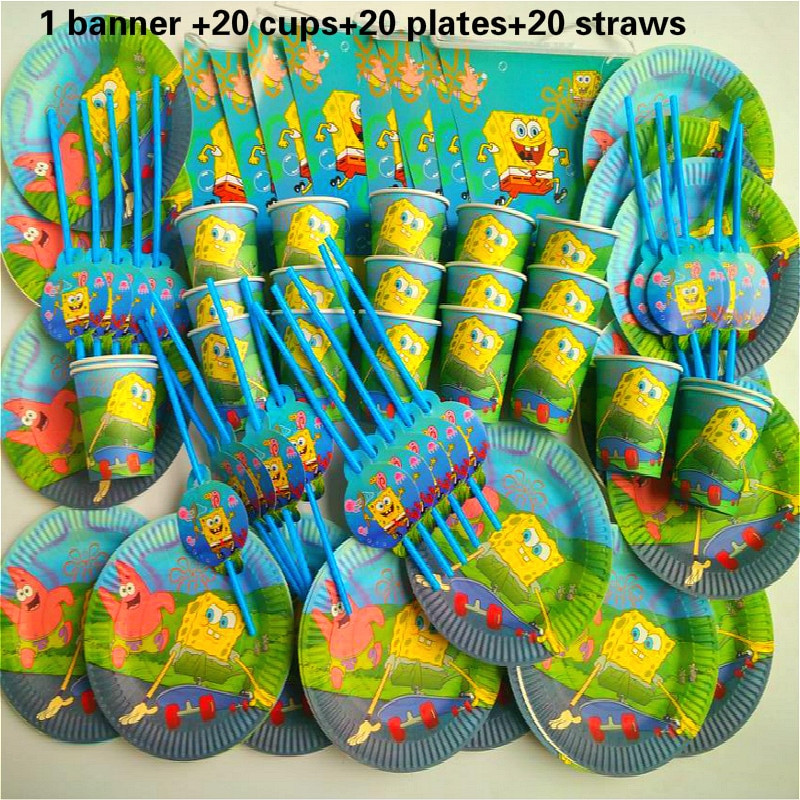 Baby Shower Party Pack
 Quality 61pcs Spongebob happy Birthday Kids Party