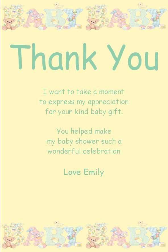 Baby Shower Thank You Wording Gift Card
 personalised baby shower thank you card design 10 baby
