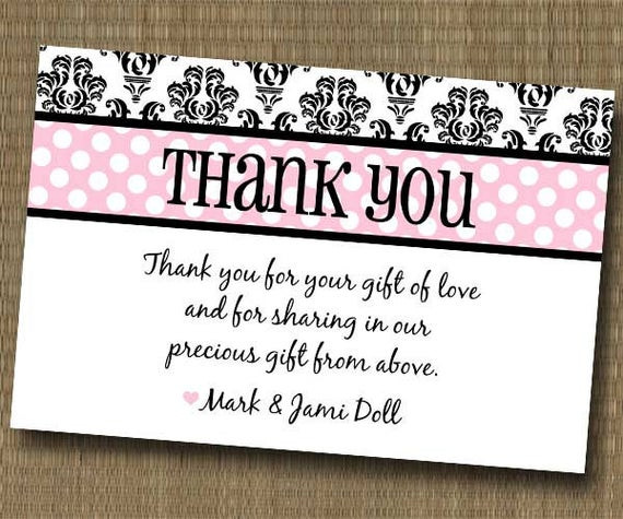 Baby Shower Thank You Wording Gift Card
 Damask Shabby Chic Thank You Card Baby Shower by