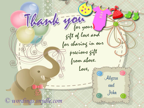 Baby Shower Thank You Wording Gift Card
 Baby Shower Thank You Notes Samples Wordings and Messages