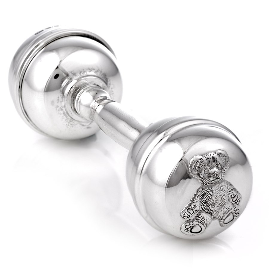 Baby Silver Gifts
 Sterling Silver Dumbbell Rattle Silver Baby Gifts