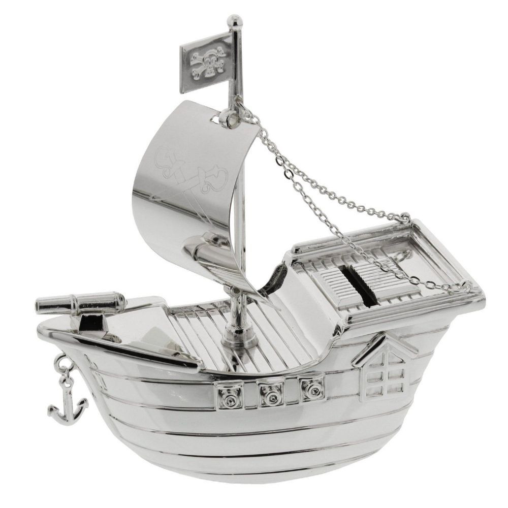 Baby Silver Gifts
 Baby Silver Plated Pirate Ship Money Box Baby Boy